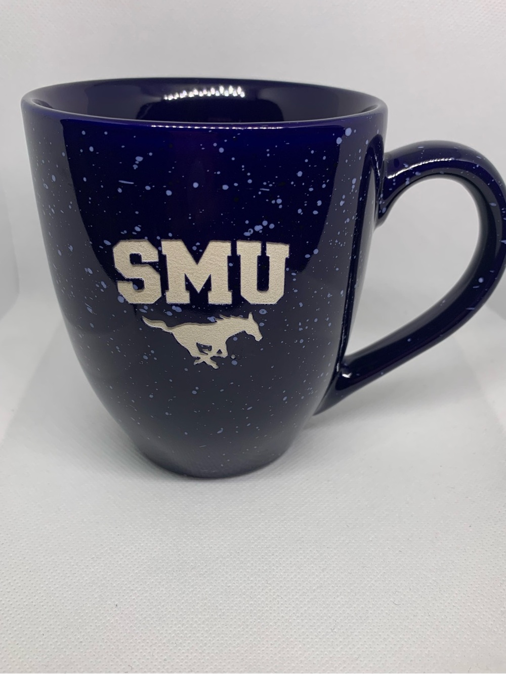 SMU Mustangs Blue Speckled Campfire Bistro Ceramic Coffee Mug LXG 16oz